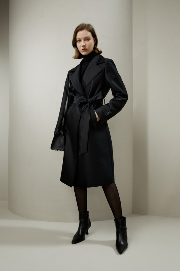 Silk-Wool Mixed Trenchcoat | LILYSILK
