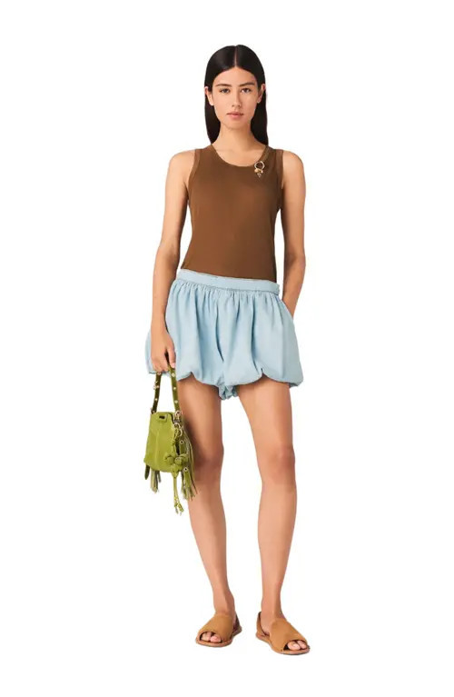 maje Chambray balloon skort in Blue Sky at Nordstrom, Size 42 | Nordstrom