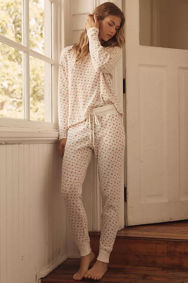 Papinelle Super Soft Waffle V-Neck Top & Joggers Set | Anthropologie (US)