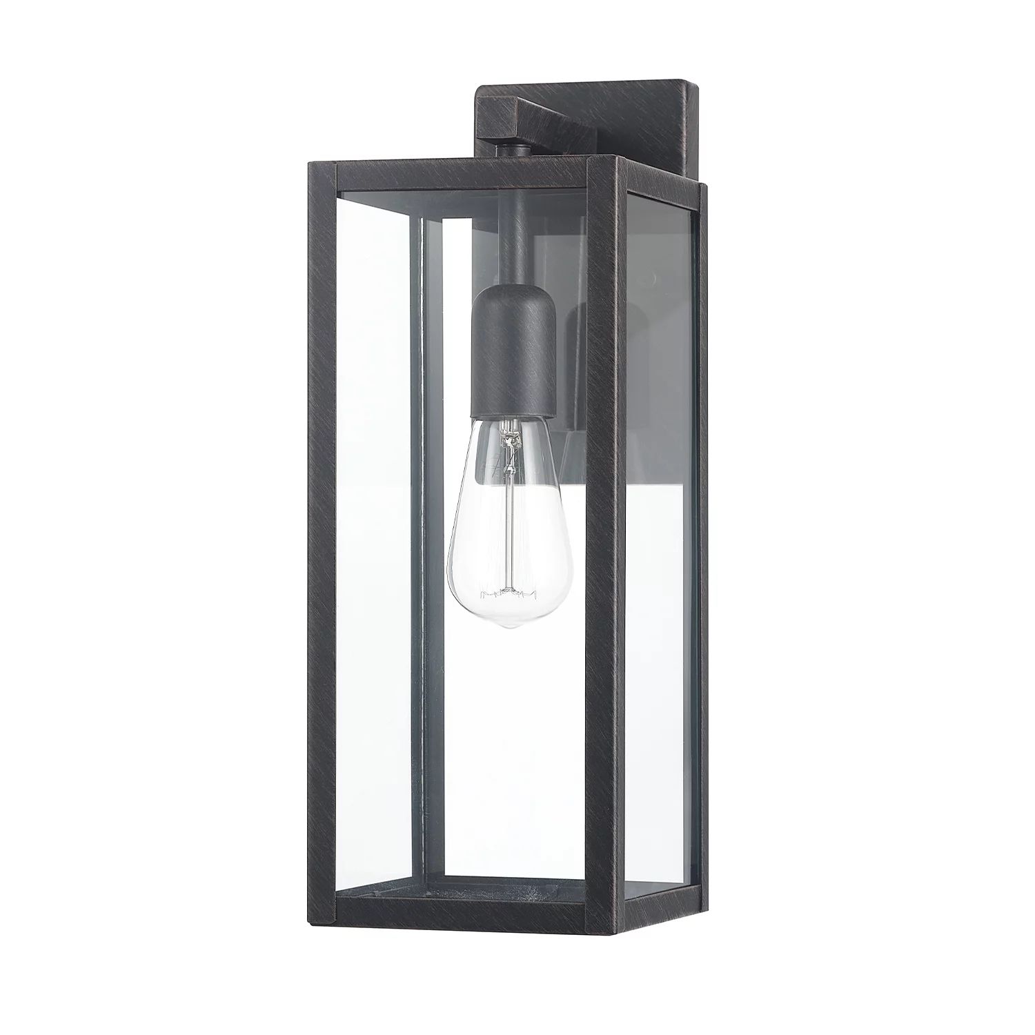Globe Electric Bowery 1-Light Brushed Dark Bronze Outdoor Indoor Wall Sconce with Clear Glass Sha... | Walmart (US)