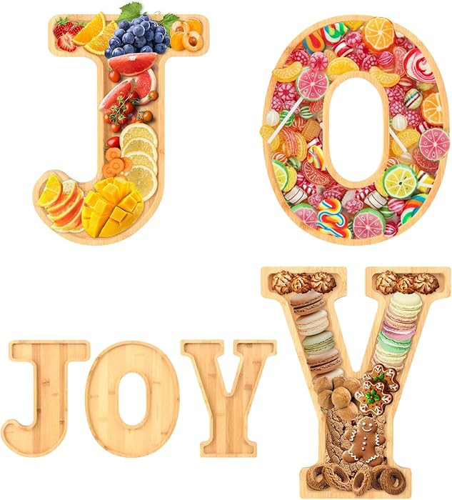 3Pcs Christmas Charcuterie Board Set, JOY Bamboo Appetizer Serving Board, Large Candy Dish Snack ... | Amazon (US)