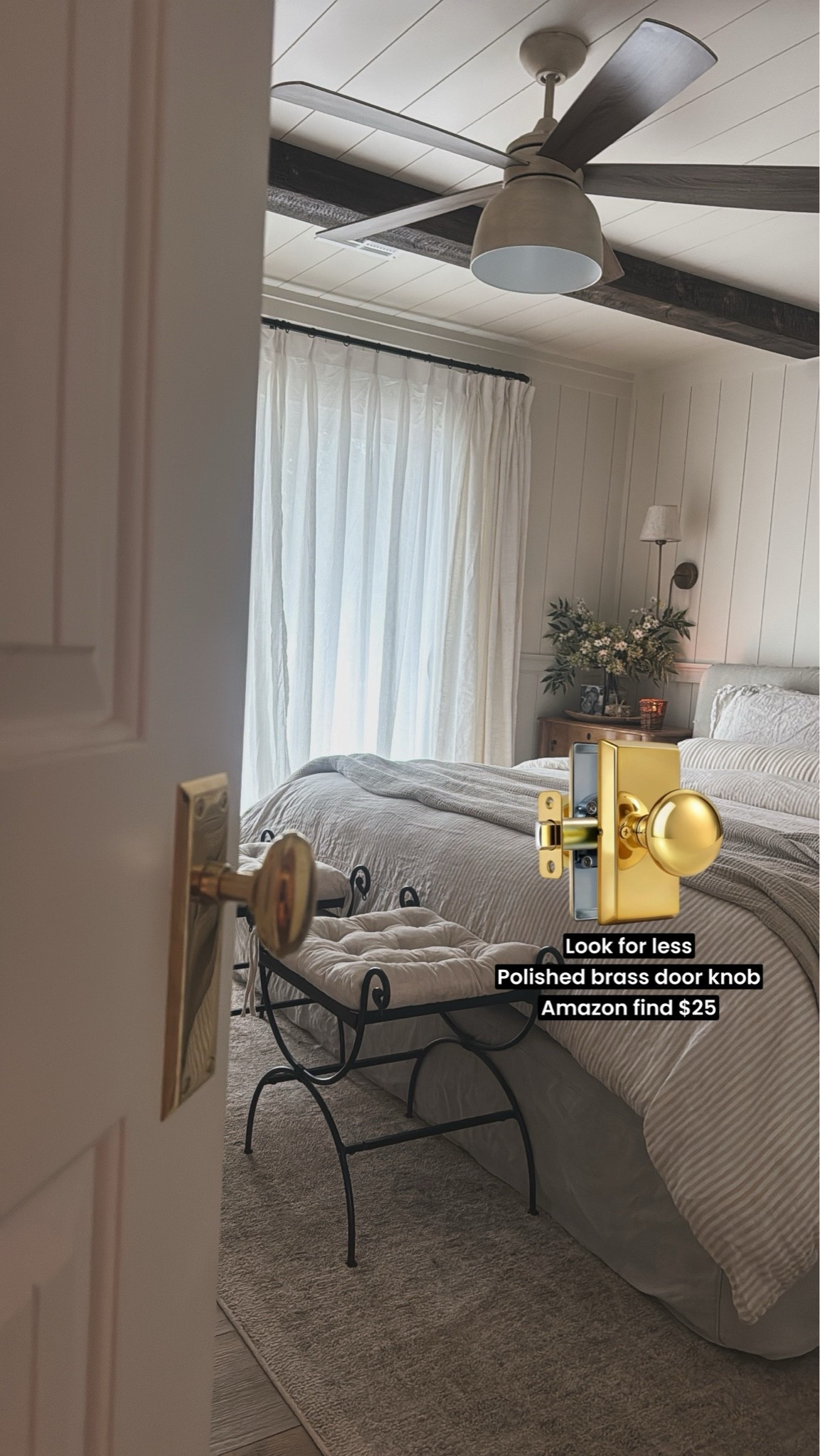 I splurged and bought unlaquered brass door knobs for my interior knobs. I found a less expensive polished brass knob on Amazon that’s super similar!

#LTKHome