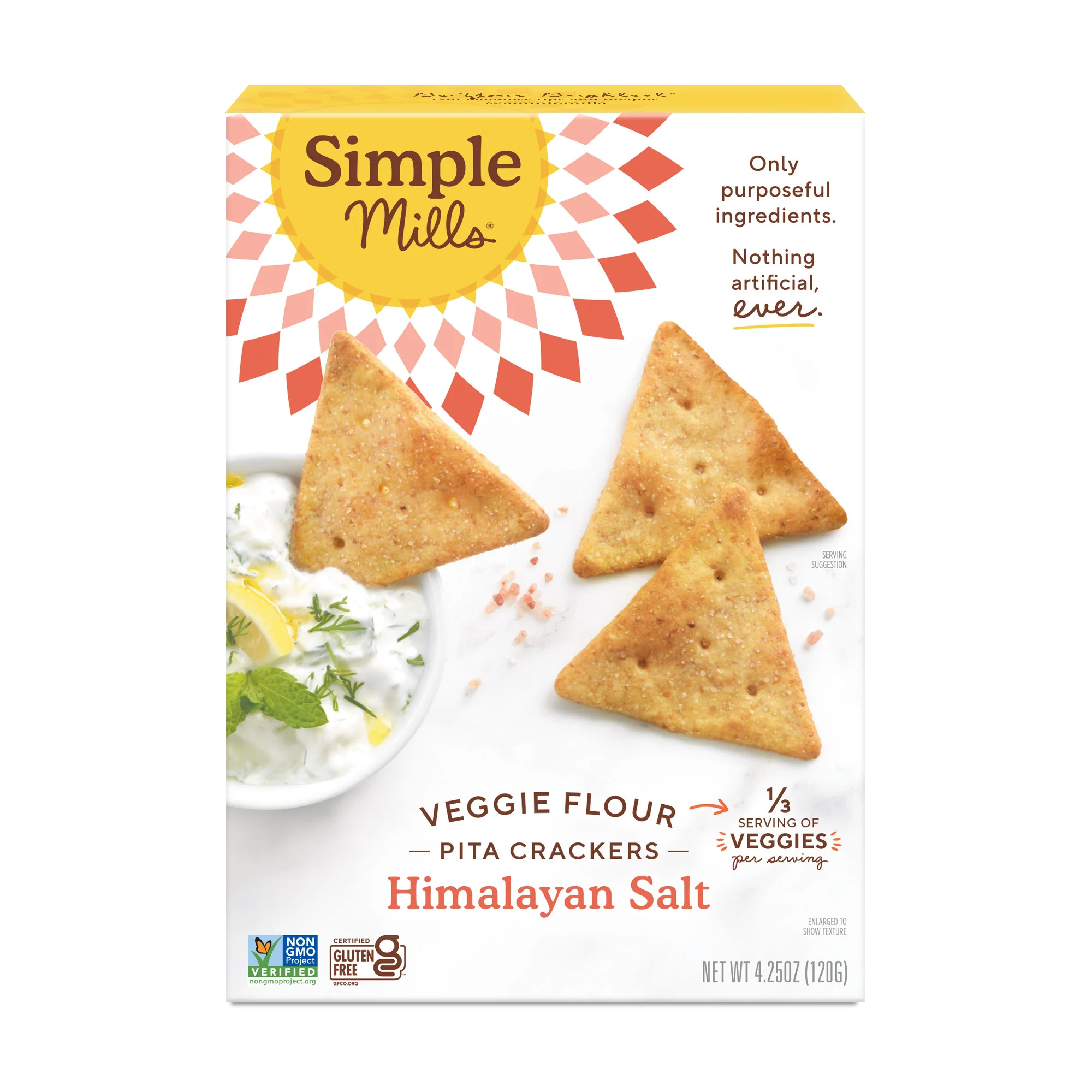 Simple Mills Veggie Flour Pita Crackers, Himalayan Salt, Gluten-Free Crackers, 4.25 oz | Walmart (US)