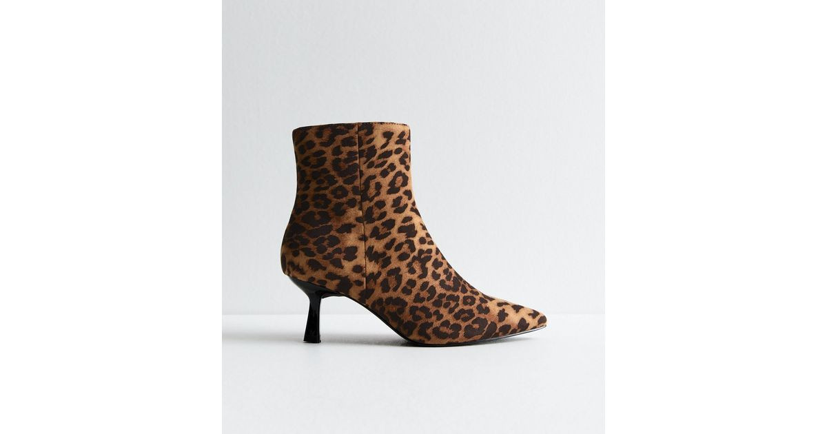 Wide Fit Stone Leopard Print Kitten Heel Ankle Boots
						
						Add to Saved Items
						Remove... | New Look (UK)