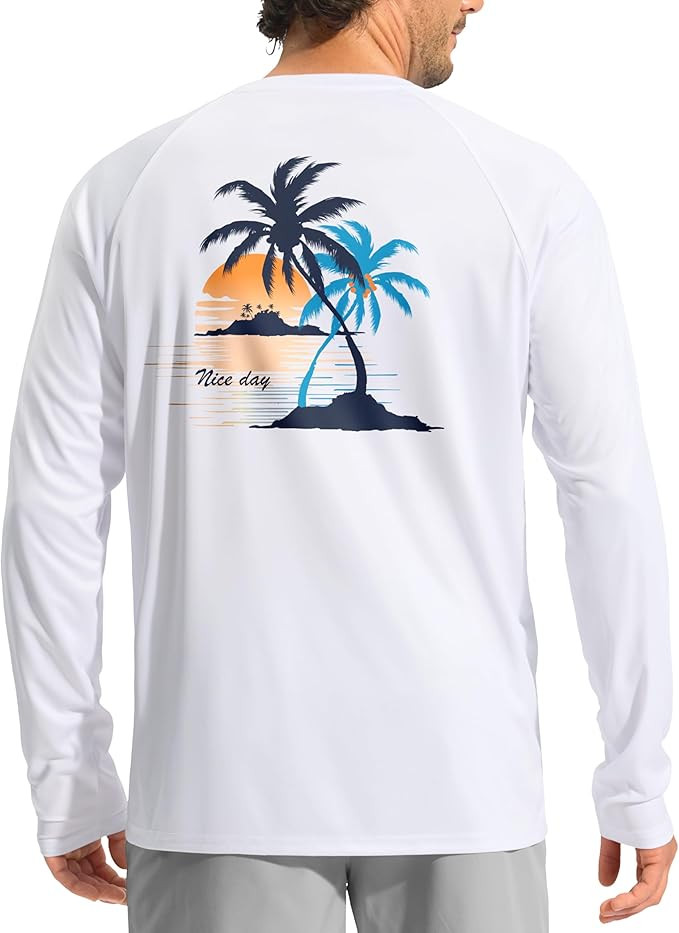 Pudolla Men's Sun Protection Long Sleeve Shirts UPF 50+ Fishing Swim Shirts Lightweight Quick Dry... | Amazon (US)