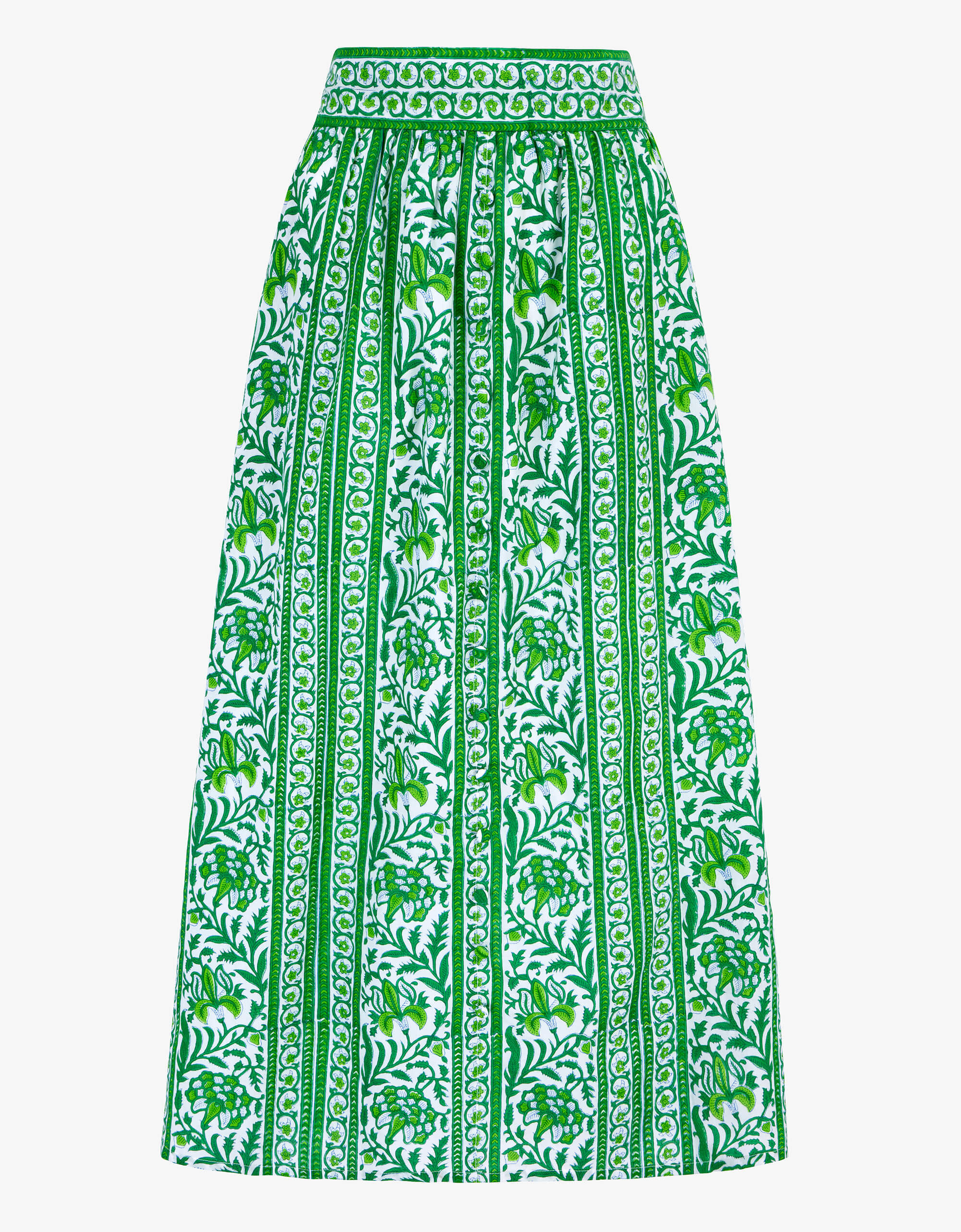 Green Block Print Immy Skirt | Pink City Prints UK