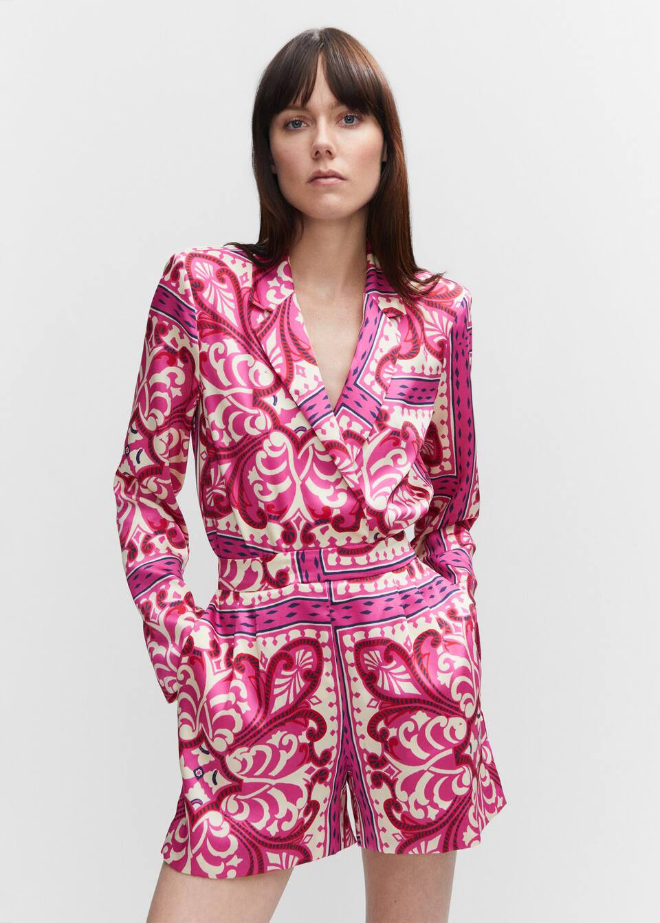 Printed satin shorts -  Women | Mango United Kingdom | MANGO (UK)