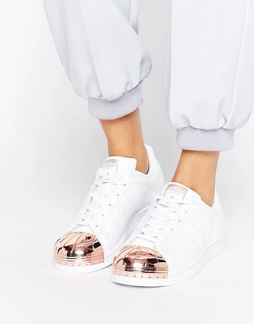 adidas Originals White Superstar Sneakers With Rose Gold Metal Toe Cap | ASOS US
