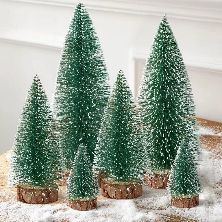 TETOU 6pcs Mini Christmas Trees Snow Bottle Brush Tree Green with 4 Sizes for Village Home Table ... | Walmart (US)