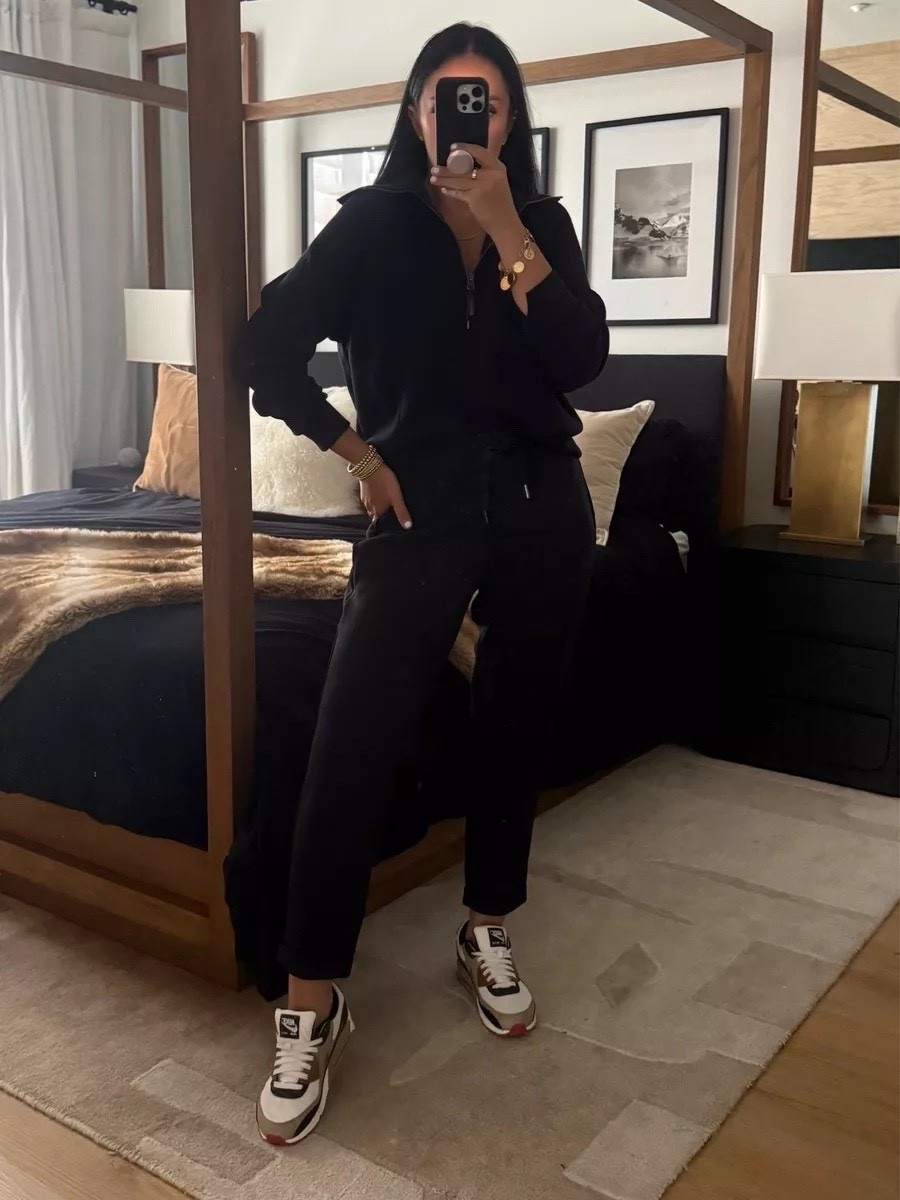 SPANX® AirEssentials Half Zip wearing size medium now $79. Spanx AirEssentials Tapered Pants wearing size medium now $49 Nike Air Max 90 Women's Shoes size down 1/2 size.

