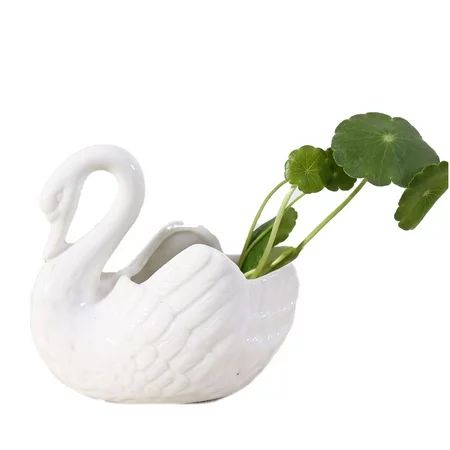 SUNSIOM Ceramic Swan Decoration Animal Shape Succulent Pot Mini Flower Pot for Home Garden | Walmart (US)