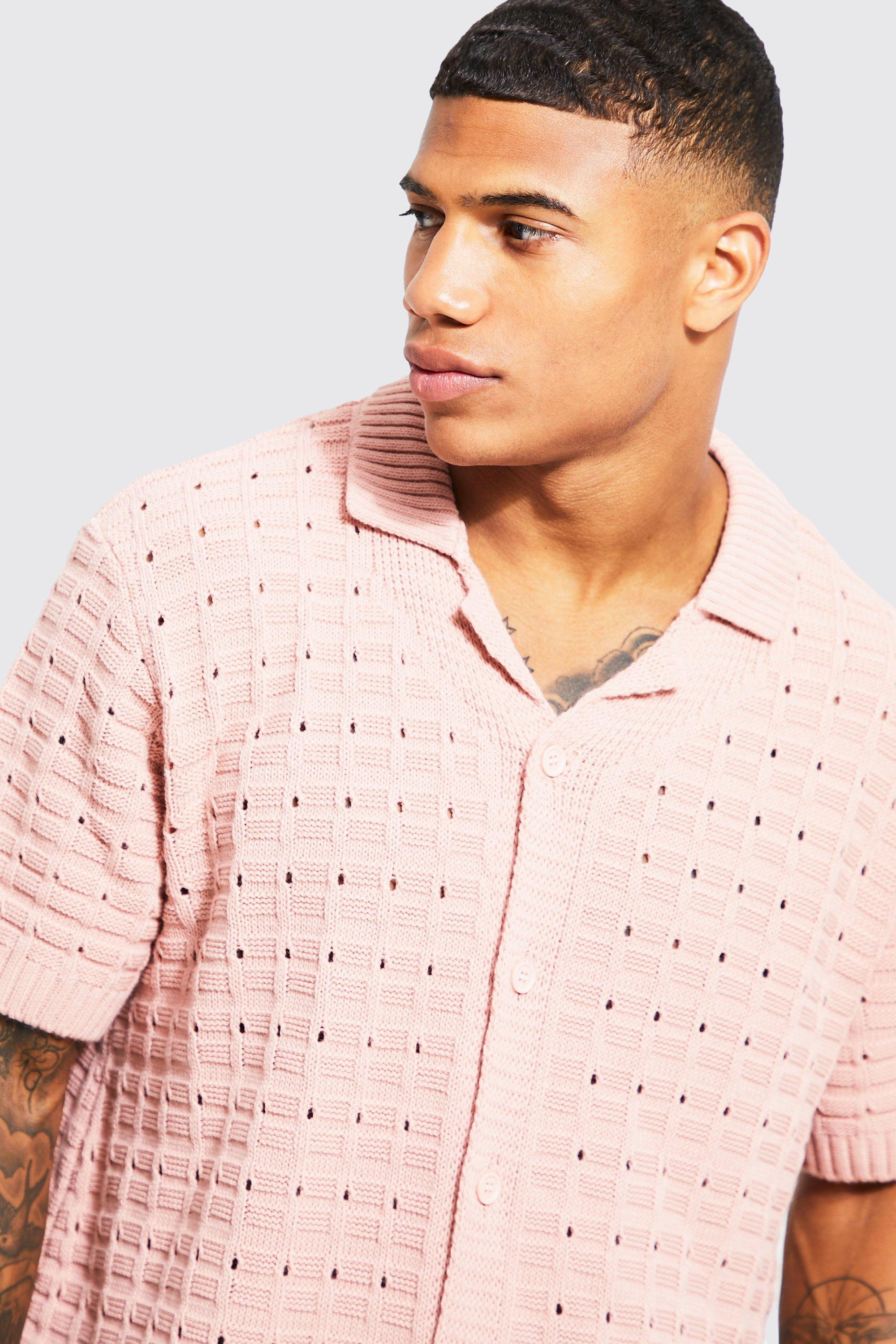 Open Stitch Button Down Knitted Shirt | Boohoo.com (US & CA)