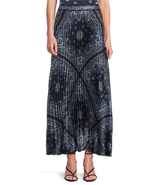 Skies Are Blue Bandana Print Pleated Coordinating Midi Skirt | Dillard's | Dillard's