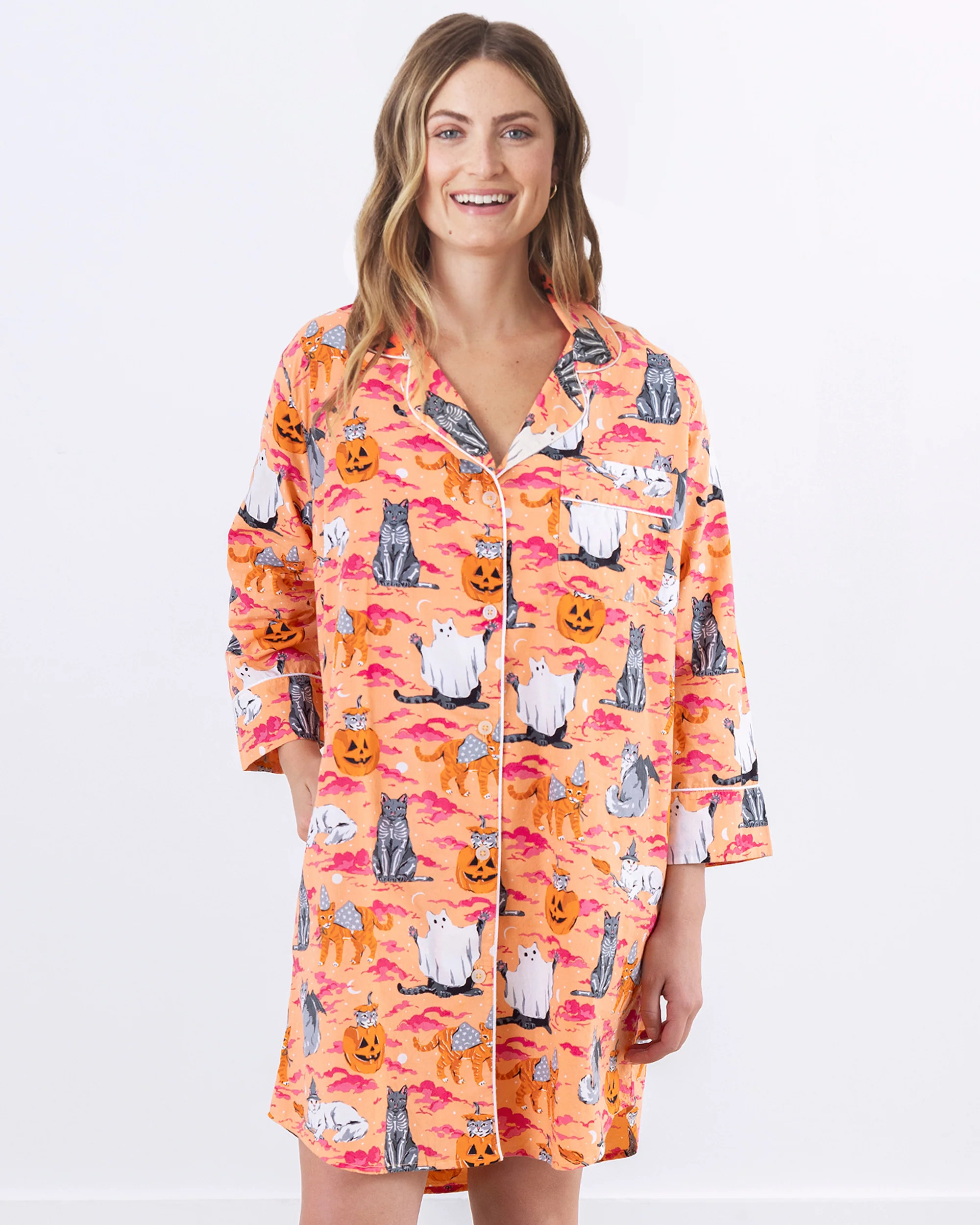 Halloween House Cats - Sleep Shirt - Jack O' Lantern | Printfresh