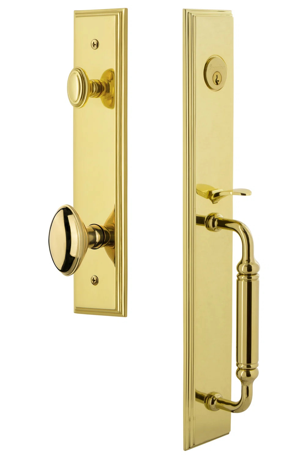 Carré One-Piece Handleset with Single Cylinder Deadbolt and C Grip with Eden Prairie Knob | Wayfair North America