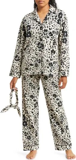 Long Sleeve Cotton Flannel Pajamas & Headband Set | Nordstrom