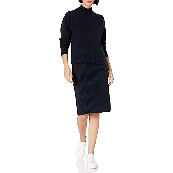 Daily Ritual Women's Cozy Boucle Cropped Crewneck Sweater & Pencil Skirt Set | Amazon (US)