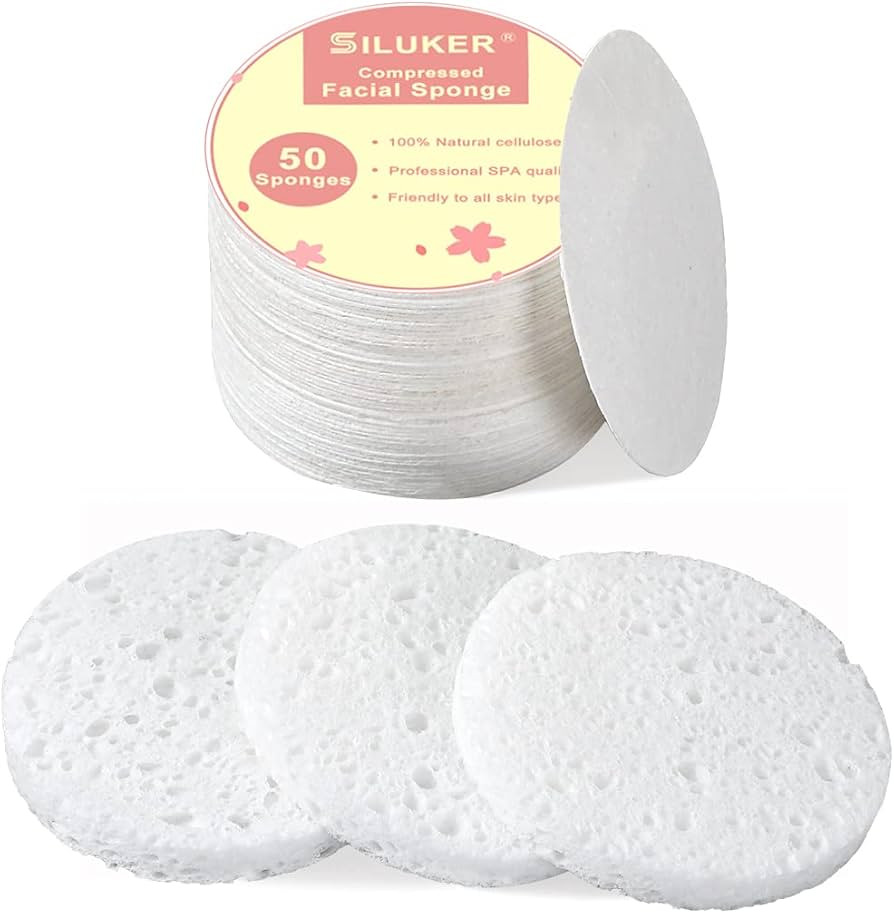 50-Count Compressed Facial Sponges for Daily Cleansing and Gentle Exfoliating, 100% Natural Cellu... | Amazon (US)