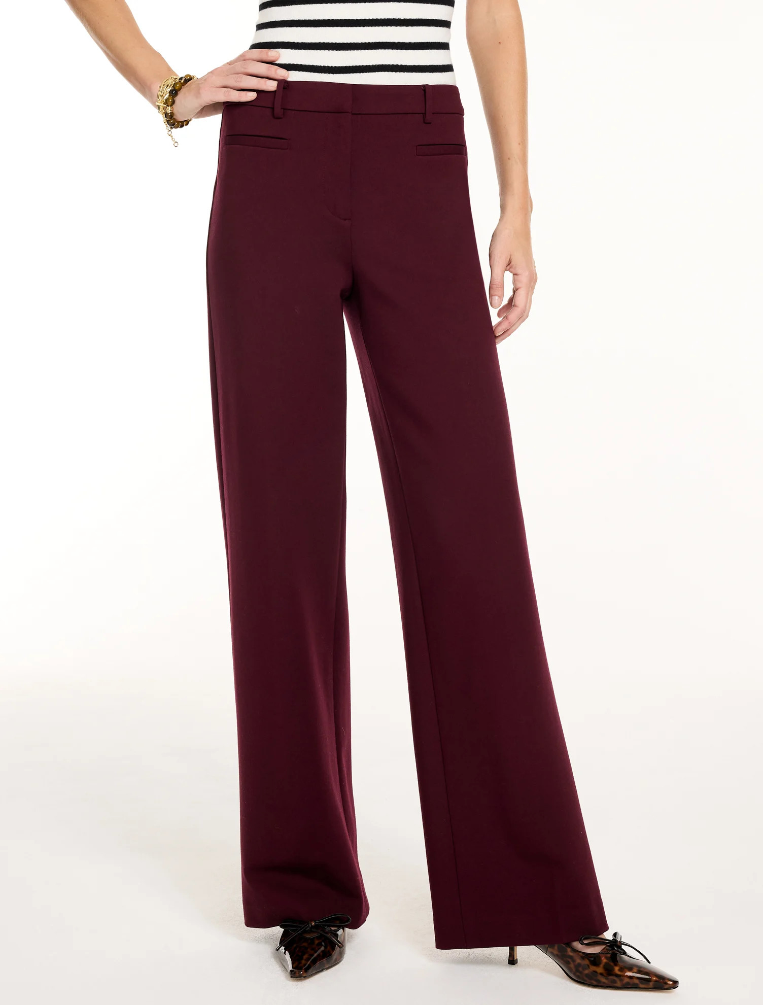 Petite - Polished Ponte Wide Leg Pants - Black - 14 Talbots | Talbots