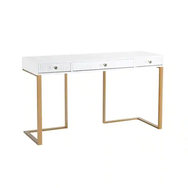 Silver Orchid Beknazarian White Lacquer Desk | Bed Bath & Beyond