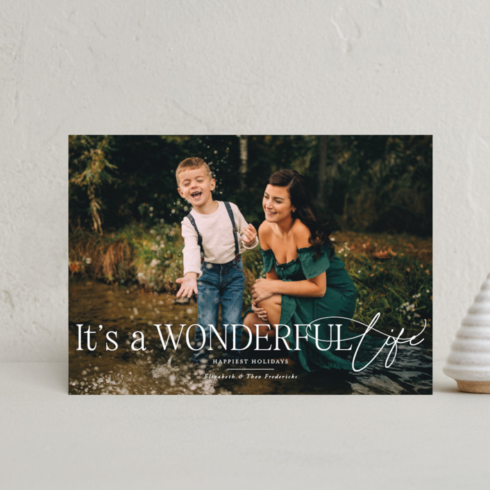 "Wonderful Life Stack" - Customizable Holiday Postcards in White by Jackie Crawford. | Minted