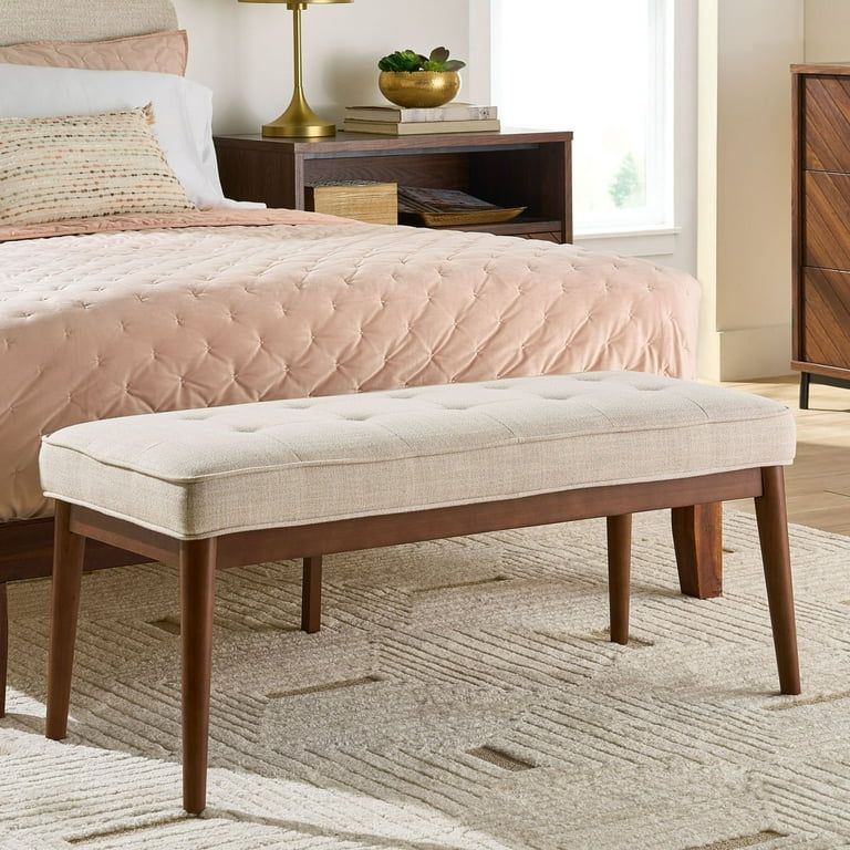 Better Homes & Gardens Colton Upholstered Accent Bench, Cream | Walmart (US)