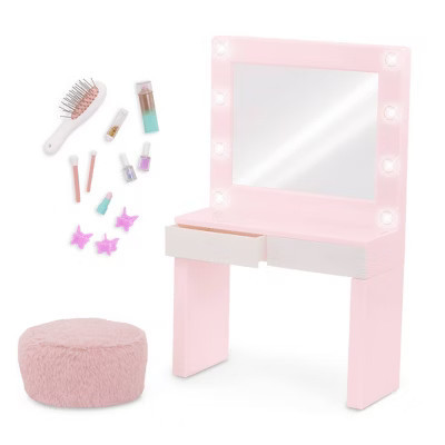 Our Generation Glam & Glow Light-up Vanity Table Accessory Set for 18" Dolls | Target