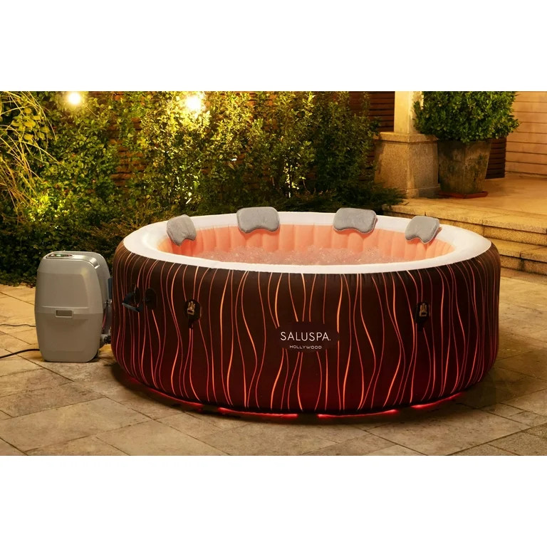 SaluSpa Hollywood AirJet Inflatable Hot Tub Spa with Color-Changing LED Lights 4-6 Person | Walmart (US)