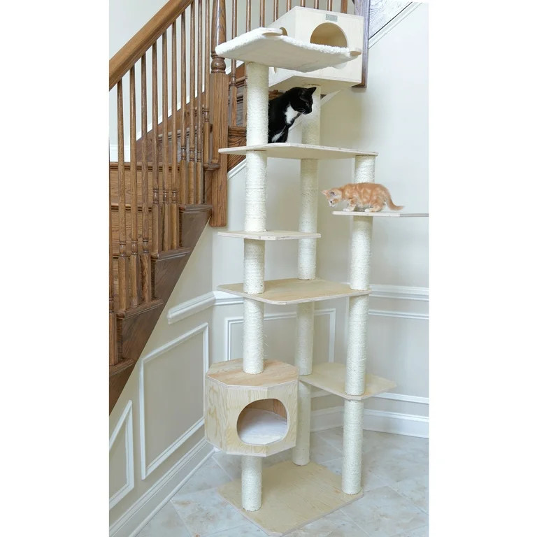 Armarkat 89-in real wood Cat Tree & Condo Scratching Post Tower, Wood | Walmart (US)