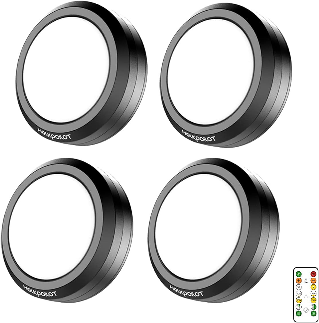 HOLKPOILOT Puck Lights with Remote Control, LED Under Cabinet Lights,Under Counter Light Battery ... | Amazon (US)