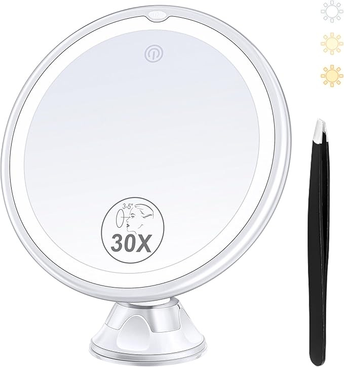 MIYADIVA Magnifying Mirror with Light 30X, 30X Magnifying Makeup Mirror for Precision Makeup, 3 C... | Amazon (UK)