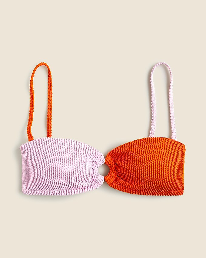 Heritage textured O-ring bandeau bikini top | J. Crew US