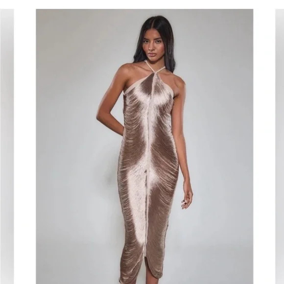 GOLD FRINGE DETAIL HALTER MAXI DRESS | Poshmark