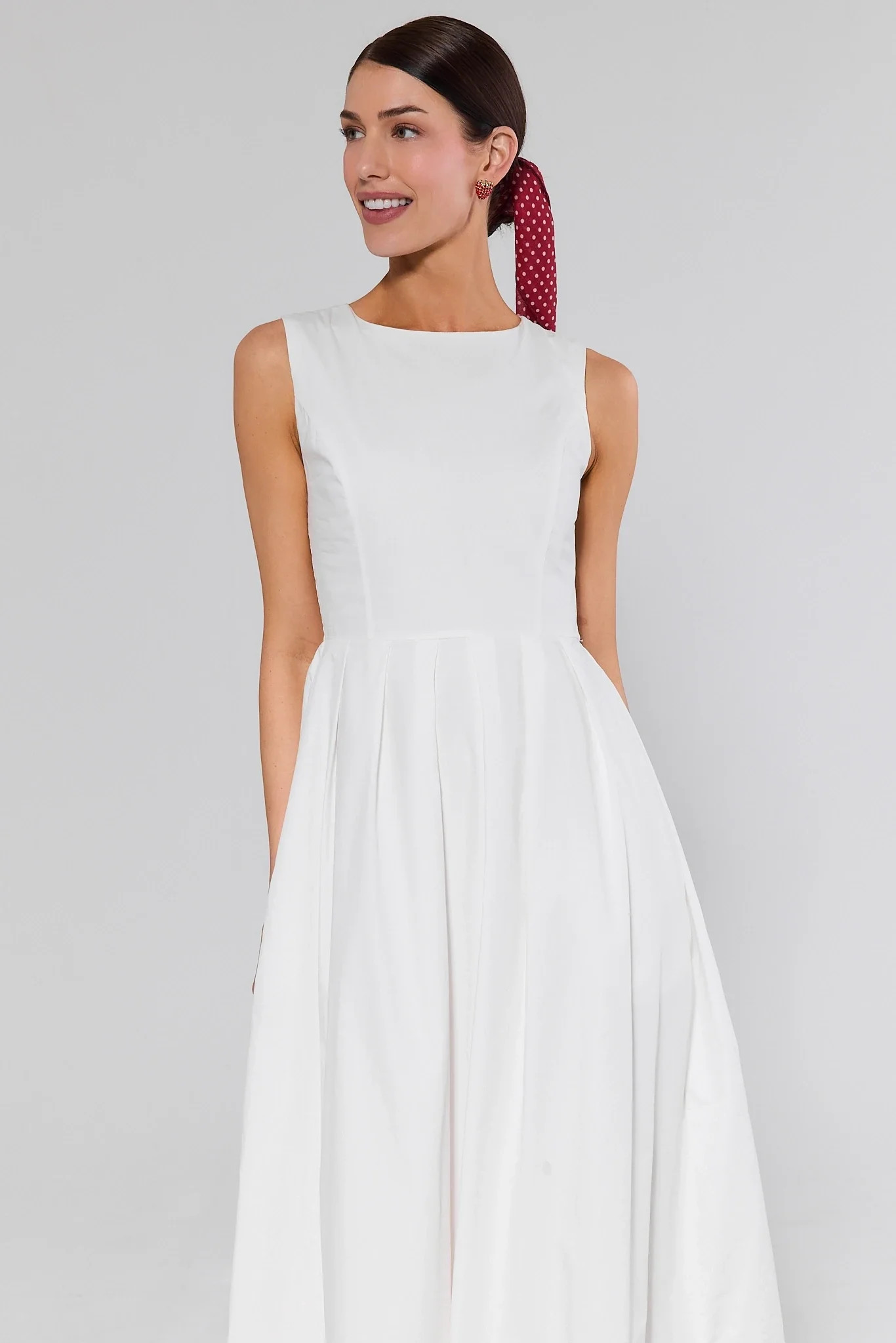White Cotton Poplin Midi Dress | Avara