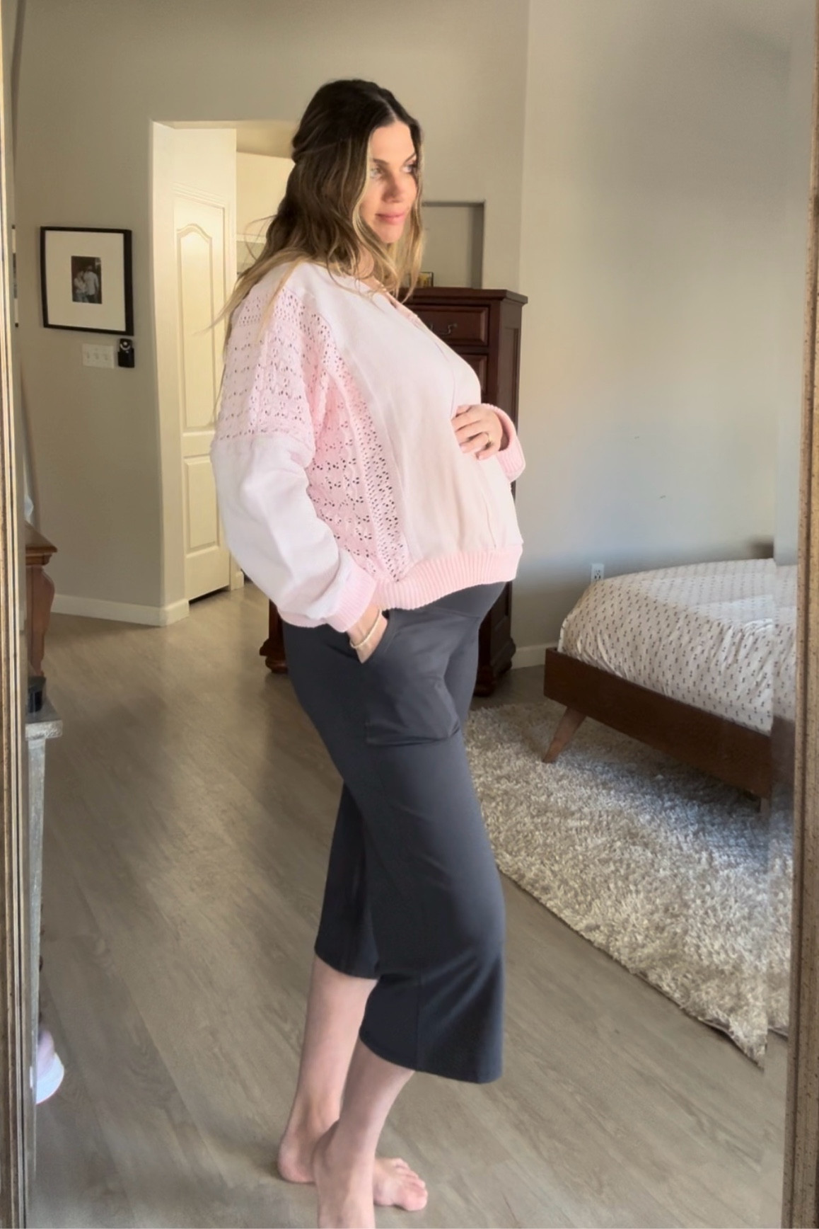G4 Wide Leg Maternity Pant (with pockets!) I’m wearing a medium. 

#LTKBump #LTKBaby #LTKFamily