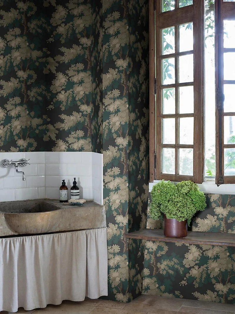 Scalamandre Raphael Black/Charcoal Wallpaper | DecoratorsBest