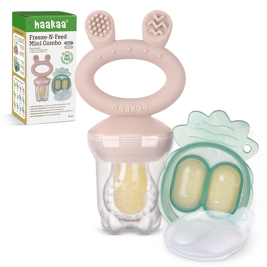 Haakaa Baby Fruit Food Feeder & Mini Freezer Nibble Tray Combo, Breastmilk Popsicle Molds for Bab... | Amazon (US)