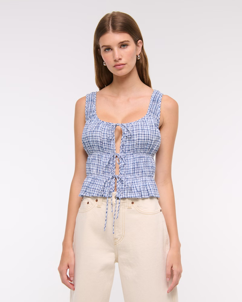Ruched Tie-Front Top | Abercrombie & Fitch (US)
