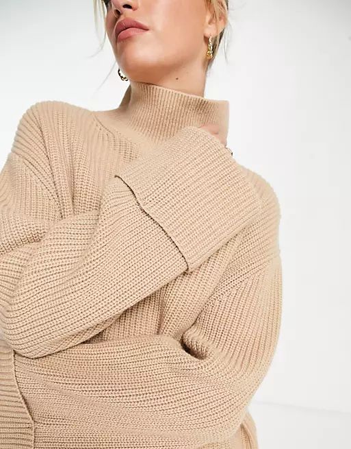 & Other Stories wool high neck sweater with side slits in beige | ASOS (Global)