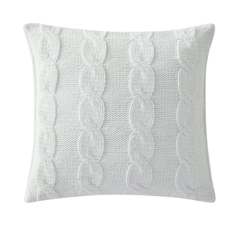 My Texas House Willow Cable Knit Square Decorative Pillow Cover, 22" x 22", White | Walmart (US)