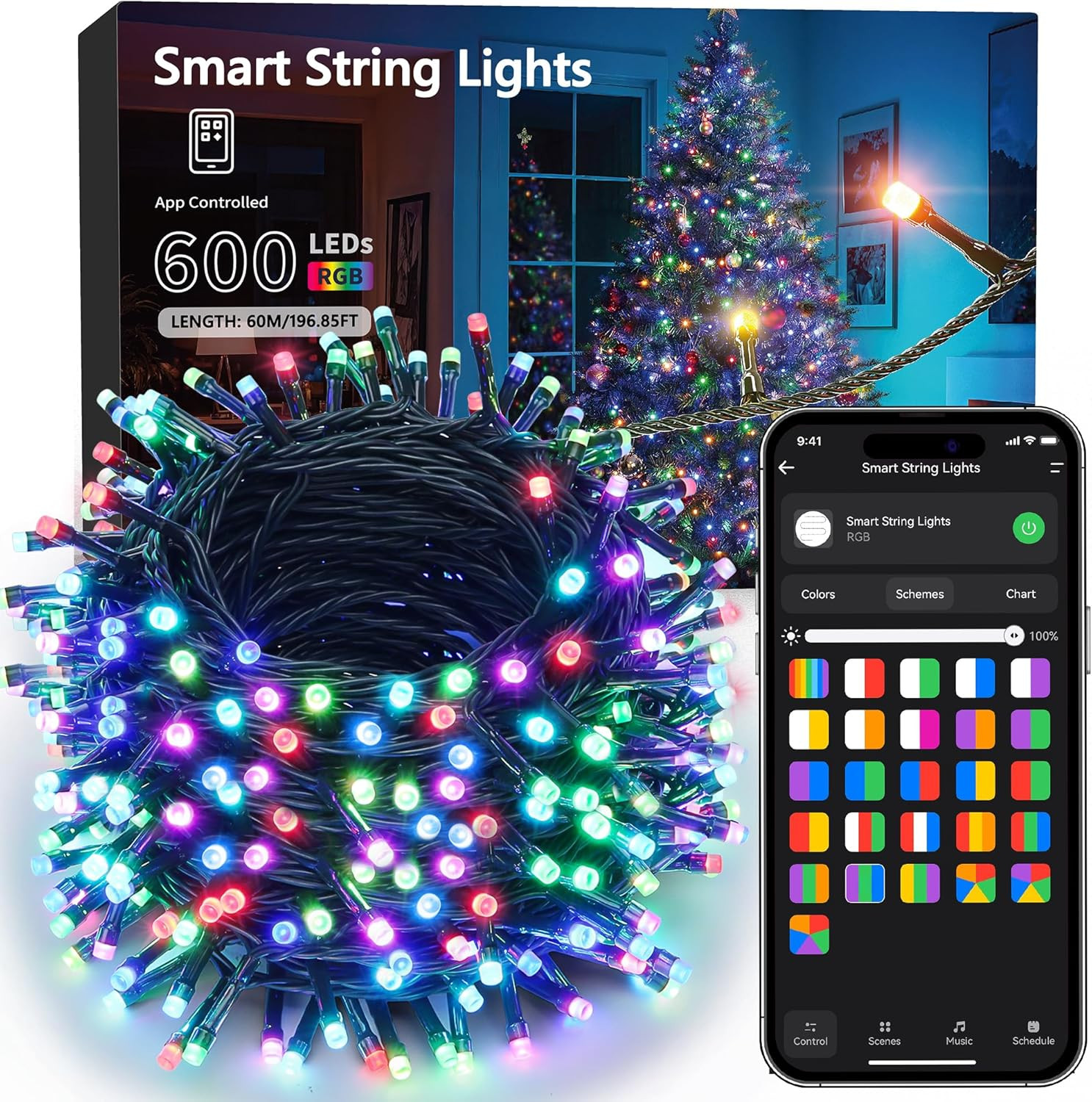 Brizled Smart Christmas Lights, 196ft 600 LED Smart WiFi Color Changing String Lights App Control... | Amazon (US)