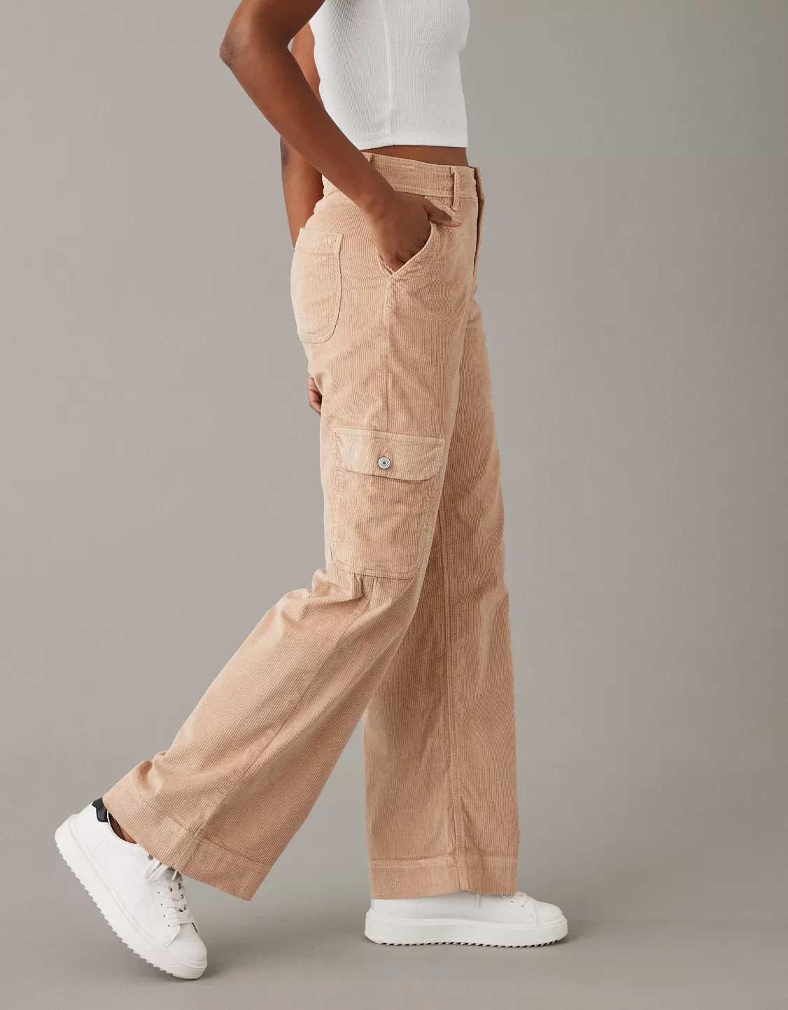 AE Dreamy Drape Stretch Super High-Waisted Baggy Wide-Leg Corduroy Pant | American Eagle Outfitters (US & CA)