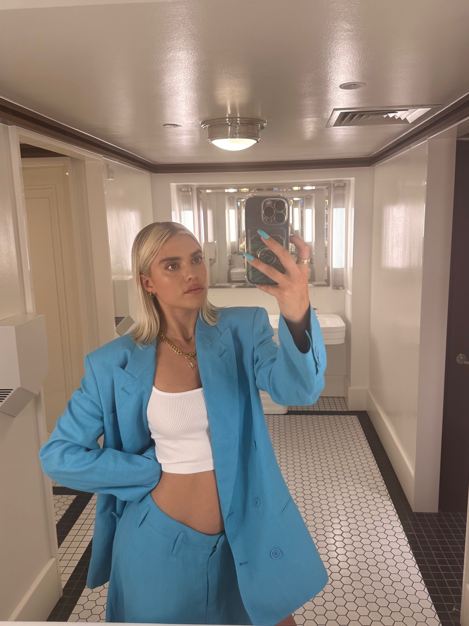 Summer outfit inspo, blue suit, oversized blazer, blue jacket, blue skirt, outfit ideas, mini skirt, suit skirt, aligned skirt, white vest, cropped vest, Stella McCartney, &otherstories, Uniqlo 

#LTKfit #LTKSeasonal #LTKeurope