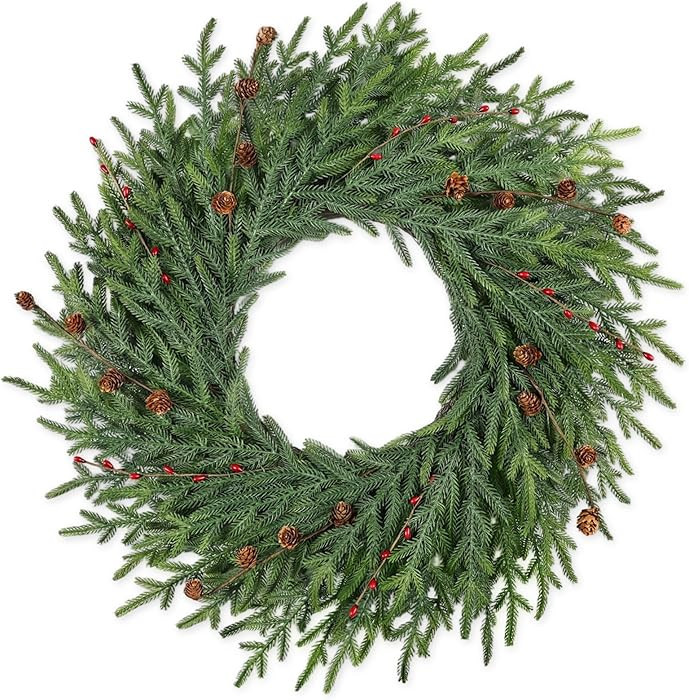 26 Inch Christmas Wreaths for Front Door with Red Berry Real Touch Large Artificial Xmas Winter P... | Amazon (US)
