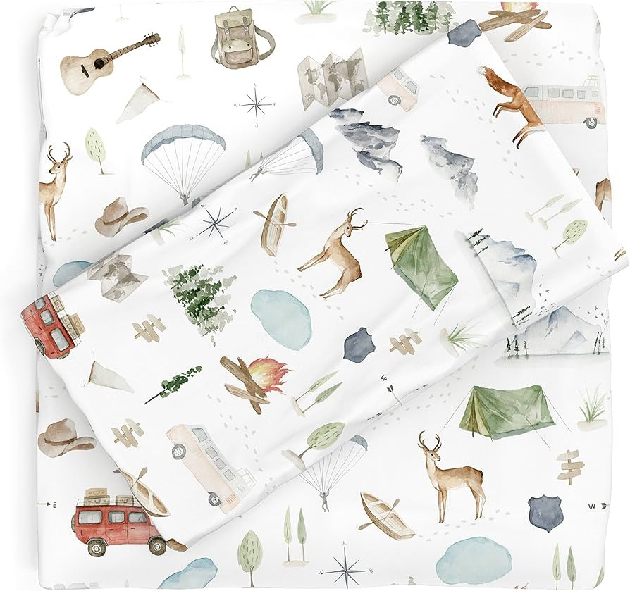 Pobi Baby - Premium Twin Fitted Sheet, Flat Sheet with Pillow case - Ultra-Soft Cotton Blend, Stylis | Amazon (US)