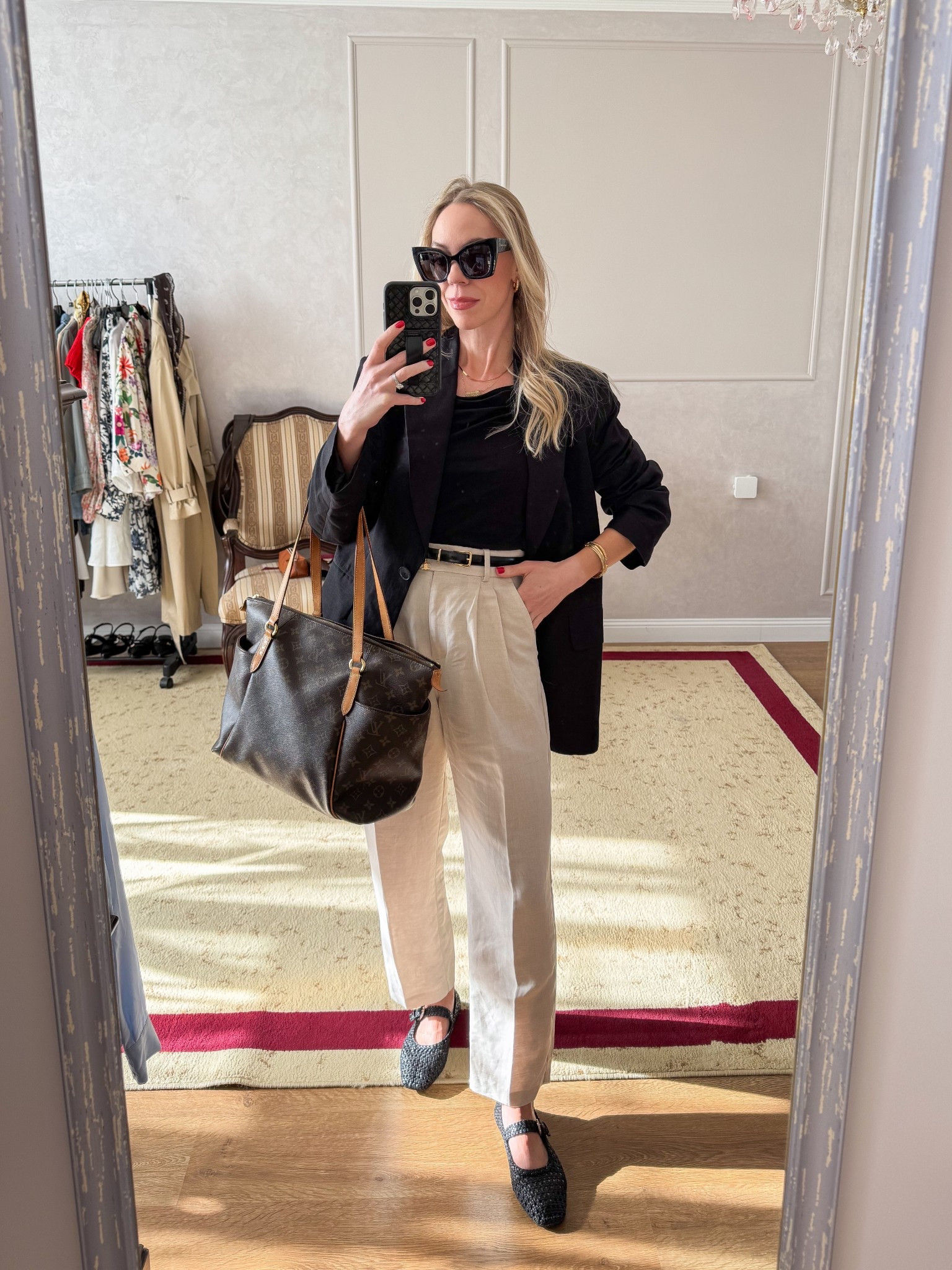 Work wear outfit, linen blazer, tapered linen pants, leather Mary Janes, black and beige summer outfit 

#LTKSeasonal #LTKWorkwear #LTKFindsUnder100