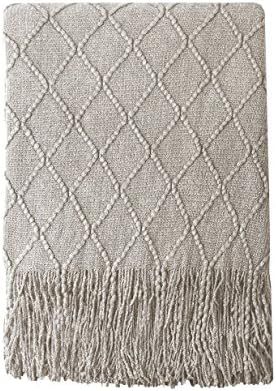 Bourina Beige Throw Blanket Textured Solid Soft Sofa Couch Cover Decorative Knitted Blanket, 50" ... | Amazon (US)