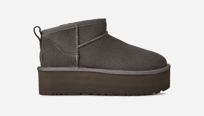 UGG® Women's Classic Ultra Mini Platform Suede Classic Boots in Charcoal, Size 12 | UGG (US)