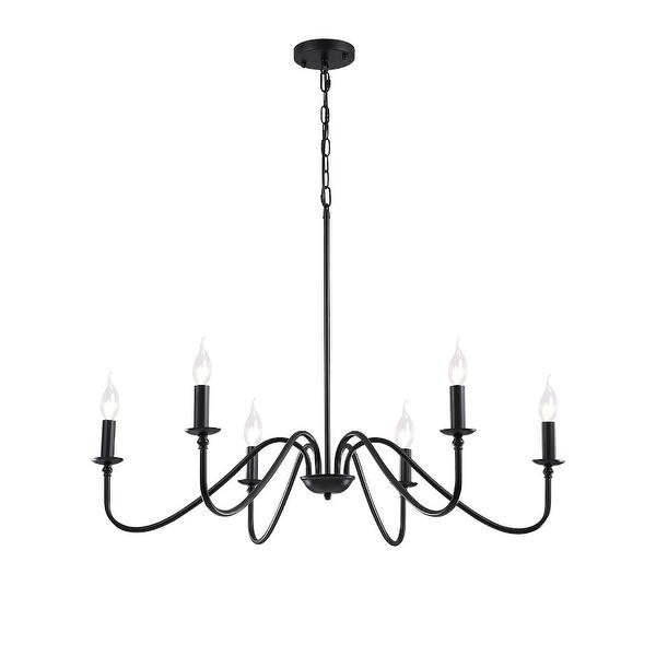 34 in. 6-Light Modern Farmhouse Chandelier Hanging Pendant Lighting - Overstock - 35316833 | Bed Bath & Beyond