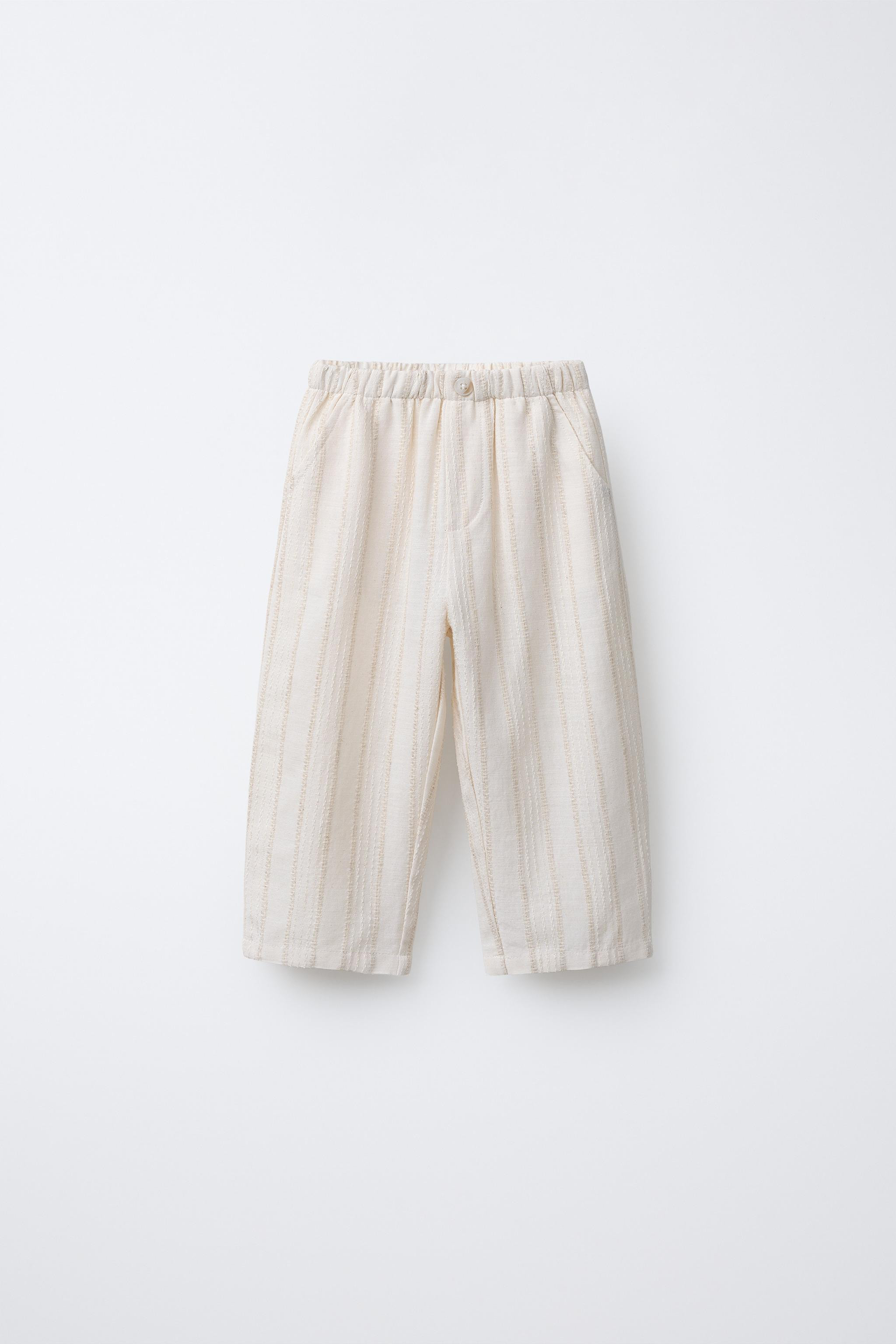 ZARA TIMELESS - STRIPED TEXTURED BAGGY PANTS | Zara US